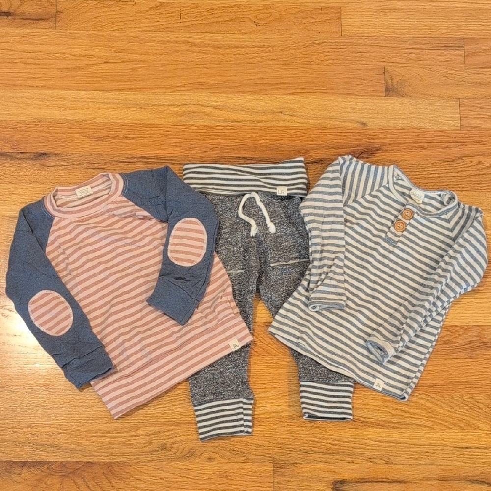 Striped Kids' Outfit Set in Blue and Pink